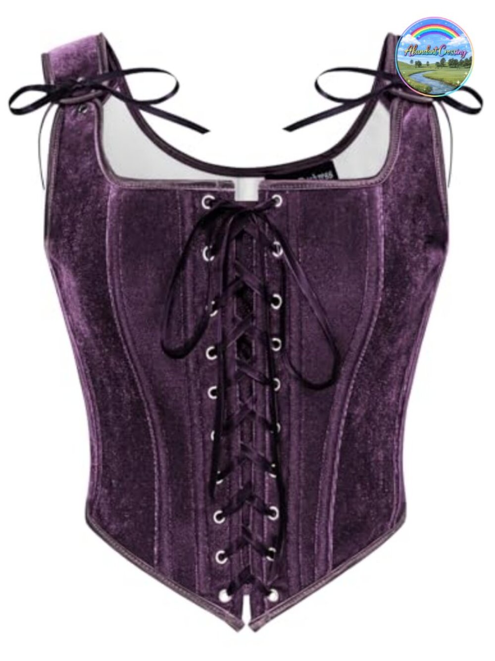 Velvet Renaissance Corset Top Lace-Up Overbust Bustier Bodice